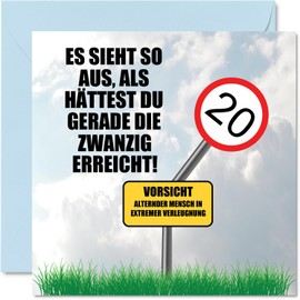 Stuff4 20th Birthday Card Funny Men Women - Speed Limit - Funny Happy Birthday Card for Man Woman 145mm Rude Jokes Congratulations Cards