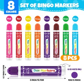 FUMILE Dot Markers for Toddlers 1-3,8 Colors Bingo Daubers for kids,Non-Toxic and Washable Bingo Dot Markers for Art and Craft.Dot Paints for kids Drawing Coloring Supplies