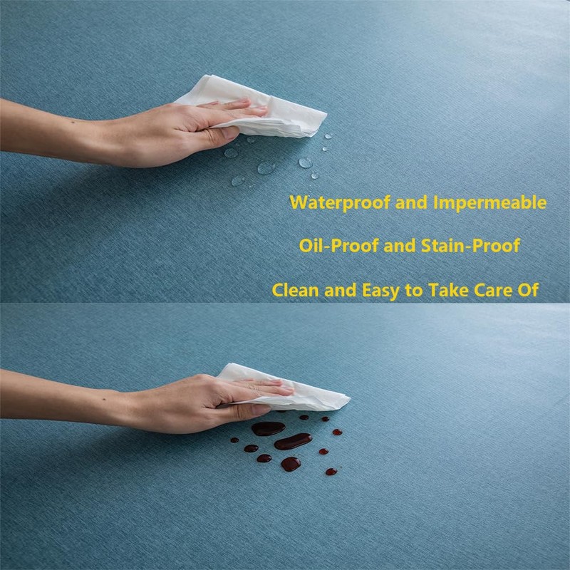 Fusehngre 51"x 71" Waterproof Rectangle Tablecloth Oil Spill Proof Wrinkle