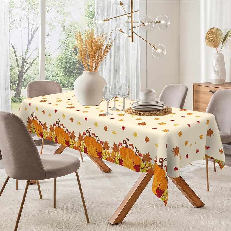 Thanksgiving Tablecloth Disposable Plastic Fall Tablecloth 2 Pcs Fall Leaves