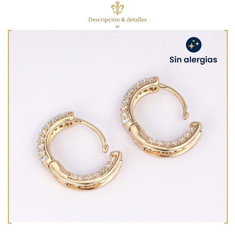 IMPERO JEWELRY Aretes En Oro 18k Lamin Con Cristales Corte