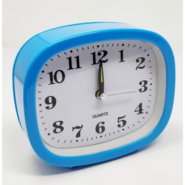 JRose Collections Alarm Travel Clock, Analog Quartz, Big Numbers for Easy Reading (JR-1332) (Blue)