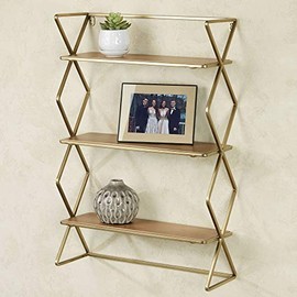 Touch of Class Modern Style Jamie Gold Wall Display Shelf