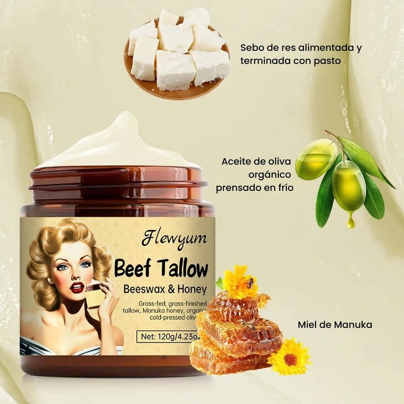 Crema De Sebo De Res Con Balsamode Miel Bálsamo 3pzs