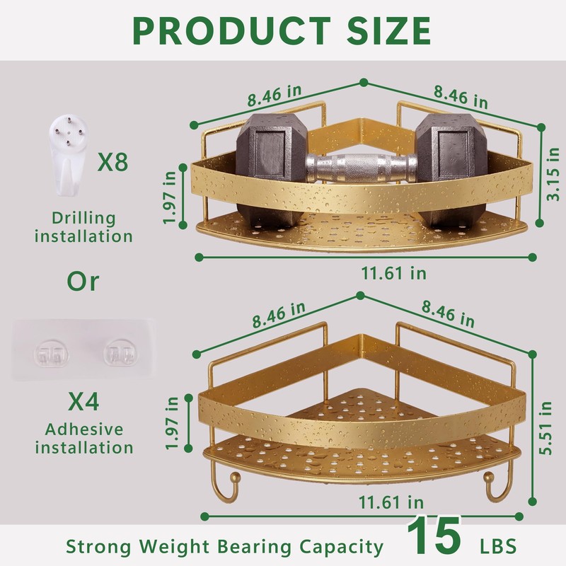 YEMNMFH Corner Shower Shelves - 2 Tier No Drilling Shower