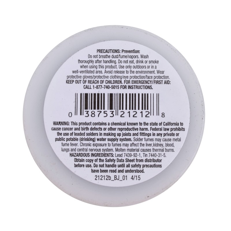 OATEY 21212 Rosin Leaded Core Solder, 1/8 In Dia, Silvery