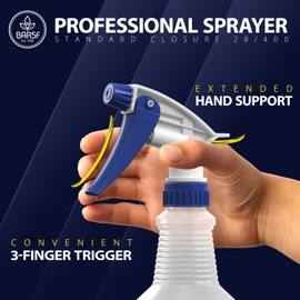 Spray Bottle 16 Ounce 4-Pack - Heavy-Duty, BPA-Free Plastic Spray Bottles for Cleaning, Gardening, Auto Detailing - Leak-Proof, Adjustable Nozzle Mist or Soak, Chemical Resistant, Made in USA