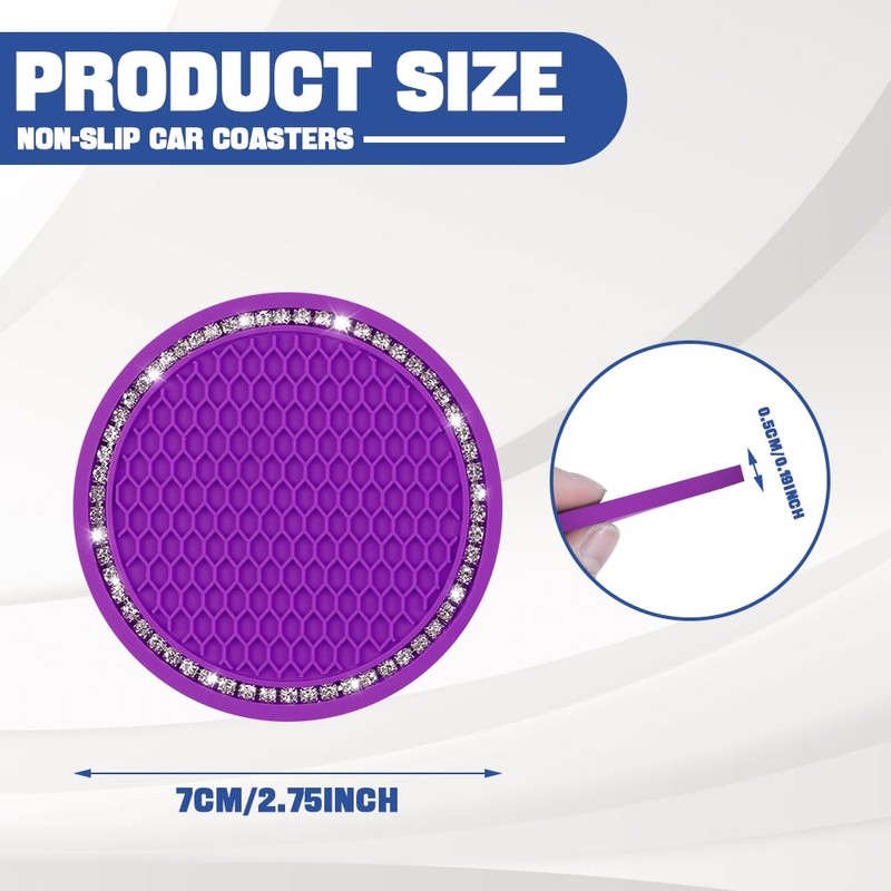 Car Cup Coaster, Anti Slip Shockproof Embedded Drink Mat, Silicone