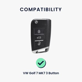 kwmobile Premium Leather Car Key Protective Case Compatible with VW Golf 7 MK7 3-Button Car Key Case - Key Bag - Brown