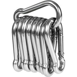 10 x Snap Hooks, LISOPO M6 Carabiner Heavy Duty 304 Stainless Steel, Carabiner Snap Hook Carabiner Keychain Clips for Outdoor, Camping, Hiking for Lifting aids and Handles with an Eyelet