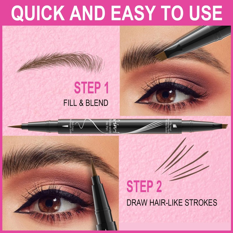 Microblading Eyebrow Pencil, Eyebrow Pencil, 2-in-1 Waterproof, Smudge-Proof, 3D Eyebrow
