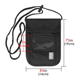 ChiiGe Neck Wallet Travel Pouch, Travel Wallet, Passport Holder Neck, RFID Protected, Passport Cover, RFID Blocking, Neck Stash Pouch, Travel Security, Credit, ID Card ( Black 2pcs )