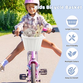 MEGHNA Woven Bike Basket Semicircle Mini Basket for Kids Bike Small for Bike Handlebar for Girl Boy Children, for Cycling, Garden House Decoration, Multiple Colors (White)