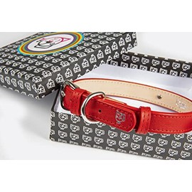 Collar de Perro con Nombre, Letras de Diamantes de imitación, Collar de Piel Nappa para Perro Personalizado. (XL (46-60cm), Rojo)                     