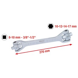KS Tools 150.9302 Oil service wrench 8 in 1, 270 mm