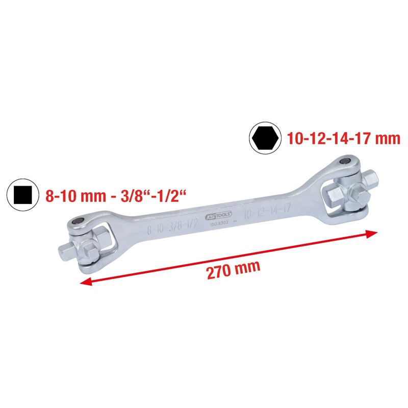 KS Tools 150.9302 Oil service wrench 8 in 1, 270