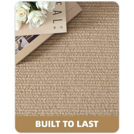 Color&Geometry Yellow Jute Rug Indoor Outdoor 4x6,5mm Hand Woven Natural Fiber Solid Area Rug, Easy to Clean Geometric & Coastal Decor for Patio, Deck, Living Room, Bedroom, Dining Room