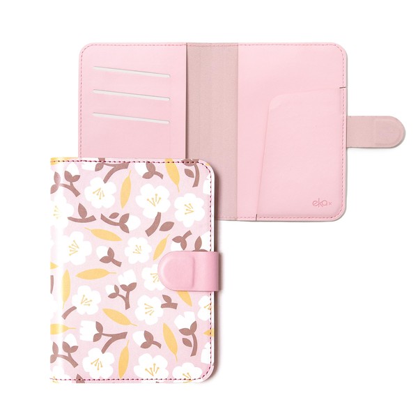 EKAX Leatherette Passport Holder with Floral Patterns, Premium PU Leather,