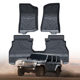 TPE All-Weather Floor Mats for Jeep Gladiator 2020-2025 | Custom Fit Floor Liners | 1st & 2nd Row Protection | Durable, Odorless, Easy to Clean (3-Piece Set, Black)