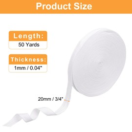HARFINGTON Cotton Twill Tape Ribbon 3/4 Inch 50 Yard Herringbone Webbing Tape Roll Bias Binding Tape for DIY Crafts Sewing Gift Wrapping, White