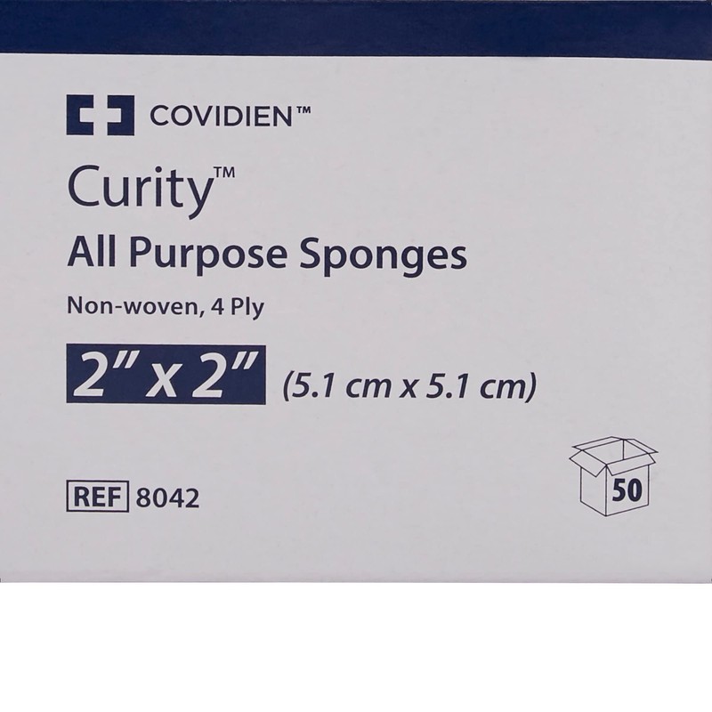 Covidien 8042 Curity Non-Woven All-Purpose Sponge, Sterile 2's in Peel-Back