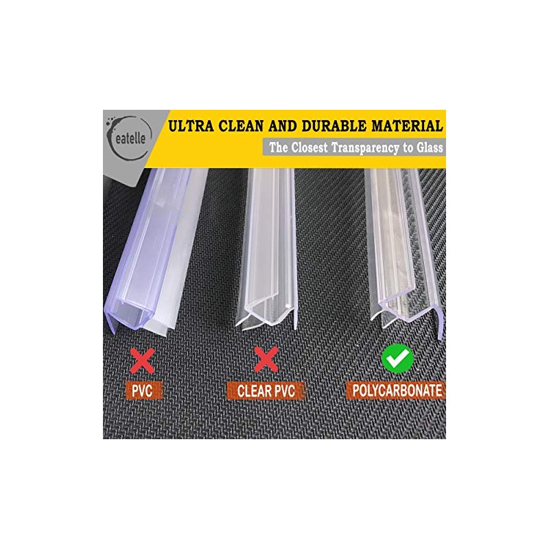 eatelle Shower Door Bottom Seal with Drip Rail for 1/2"