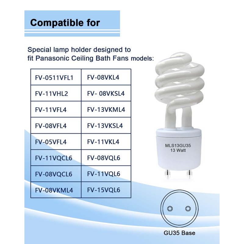 Ignixlite 2 Pack MLS13GU35 Fluorescent Light Bulbs,13W 3500K Replacement for