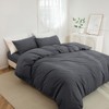 JIYUAN 100% Washed Cotton Duvet Cover Set Comfy Simple Style