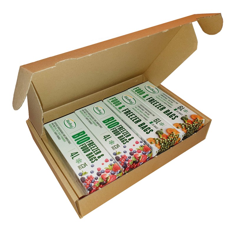 BioBag Compostable Freezer Bags, Clear, 4 & 6 Litre Combo,