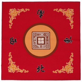 Mahjong Mat with 3 Dice, Anti Slip and Noise Reduction Table Cover for Mahjong, Poker, Card, Board & Tile Games (Red, 31.5 inches)