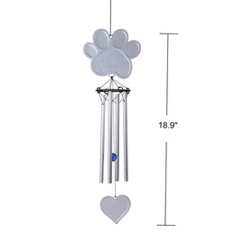 Pet Wind Chimes Gifts Paw Print Dog Memorial Wind Chimes with Heart Pendant