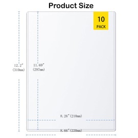 10 Pcs Heavy Duty Sheet Protector, Clear Document Folder Project Pocket, 8.5 x 11 Inch Hard Plastic Sheet Protectors, Waterproof Page Protectors for Photos, Papers, and Document Handling & Circulation