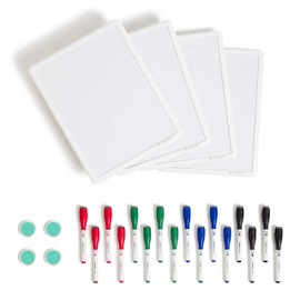 U Brands Contempo Magnetic 8.5” x 11” Dry Erase Board Bundle, 4 Boards + 16 Markers + 4 Magnets