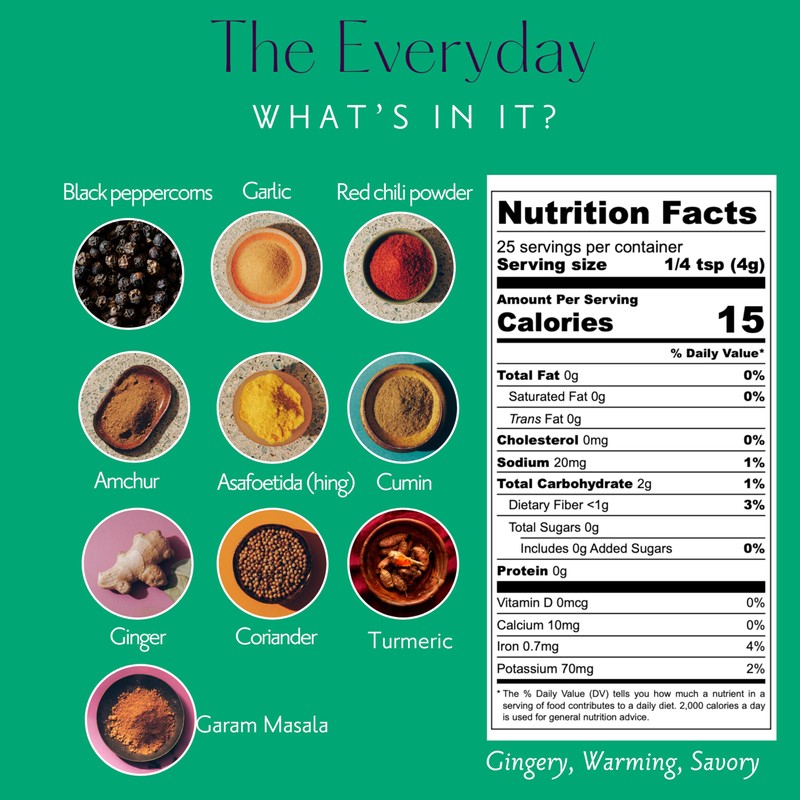 Droosh Everyday Spice Mix, Indian Spices, Ginger Spice Powder for