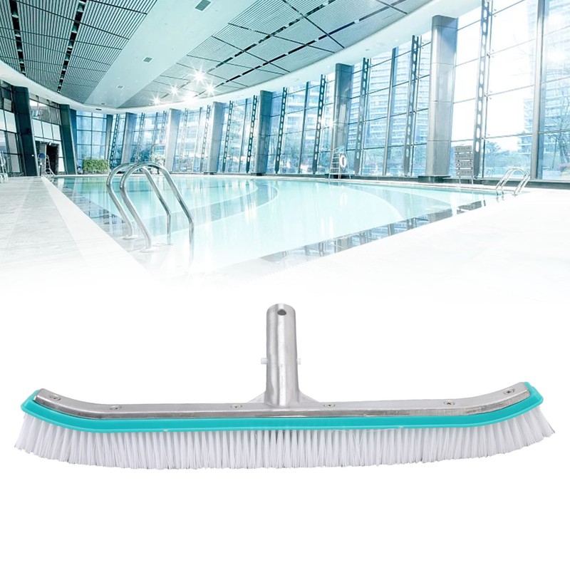18in Swimming Pool Brush Plastic Nylon Stainless Steel Cleaning Tool