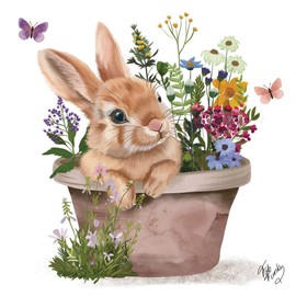 20 Servietten Ostern Niedlicher Hase im Blumentopf als Tischdeko. Papierservietten mit Motiv. Auch für Decoupage und Serviettentechnik 33x33cm
