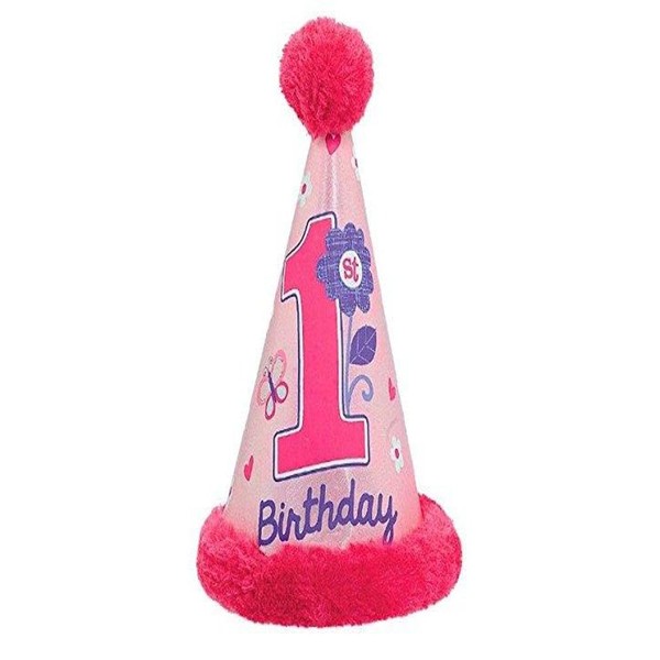 American Greetings Cone Hat w/Faux Fur Trim | 1st Birthday