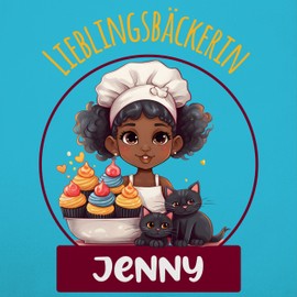 Geschenk mit Namen personalisiert by Shirtracer - Children's apron for boys and girls, baking apron, favourite baker with name, 7 turquoise