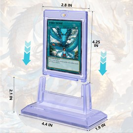 Magnetic Card Holders for Trading Cards, 35pt Acrylic Baseball Card Holders Display Case Fit for Sports Cards, TCG MTG Cards, Hard Plastic Card Protectors with Card Stands (1 Holder & 1 Stand)