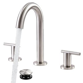 Brushed Nickel Bathroom Faucet 3 Hole, VAPSINT 8 Inch Widespread Bathroom Sink Faucet, 2 Handle Modern Bathroom Faucets for Vanity Lavatory RV Restroom with Pop Up Drain & Supply Hoses, VAP-BF311