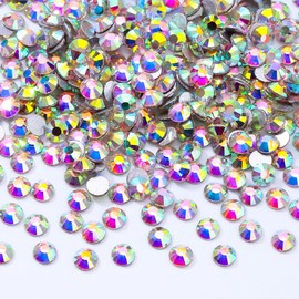 Meibite Crystal AB Flatback Rhinestones, Glass Rhinestones for Nail Art and Craft, Glue Fix, Loose Crystal Gemstones(Crystal AB, SS3, 2880pcs, 1.3-1.4mm)