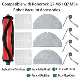 Replacement Parts Only for Roborock Q7 M5 / M5+ Robot Vacuum 1Main Brush 4 Side Brush 3 Filter 3 Mop Pad Accessories