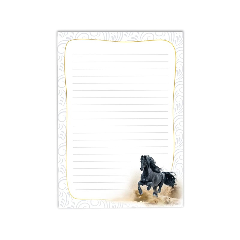 Letter Paper Set A5 with Envelopes Children's Horse Black for