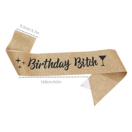 HRLORK Birthday Sash Satin Sash Party Sash for Women Girl Birthday Decoration Gifts Birthday Party Accessories -Gold -1 Piece