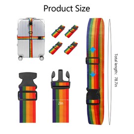 FDEETY Pack of 4 Luggage Straps for Bags Suitcase Strap Luggage Belt Suitcase Pendant Suitcase Strap Eye-catching Suitcase Tie Down Strap Suitcase Strap Black Adjustable Luggage Straps for Suitcase