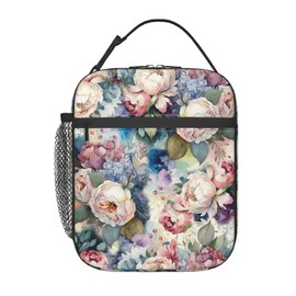 cromcu Insulated Lunch Box for Women Kids Floral Lunch Box for Work,Picnic,School,Travel,Hiking, Beach or Fishing Polyester Floral Lunch Bag Colorful Abstract Flower