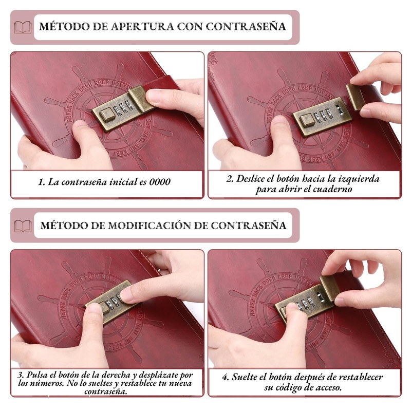 Kesote Diario con contraseña Cuaderno con Cerradura de combinación Diario