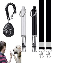 XFSRG Hundepfeife 5er Set,2 Stück Ultraschall-Hundepfeife 1 Stück Hochfrequenz Klicker 2 Schlüsselbänder Hundeklicker Set Clicker Hundetraining Clickertraining