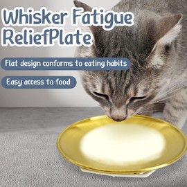 Fhiny 4PCS Stainless Steel Cat Dishes with Non-Slip Mat, 6.5" Dia Relief of Whisker Fatigue Kitten Bowl Shallow & Wide Bowl for Wet & Dry Food Flat Cat Dish Plate for Kitten Puppy (4PCS-6.5" Dia)