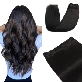 XDhair Weft Hair Extensions Real Human Hair 22Inch 100g Natural Black Sew In Extensions Silky Straight Hair Extensions Double Weft #1b 22inch